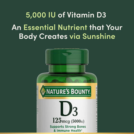 Nature's Bounty Vitamin D3 5000 IU, 150 Softgels