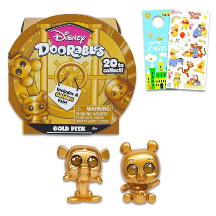Doorables Doorables Gold Peek Collector Pack - Bundle with 2 Disney Doorables Mini Peek Gold Figures for Kids and Adults Plus Stickers, More | Disney Mini Figures
