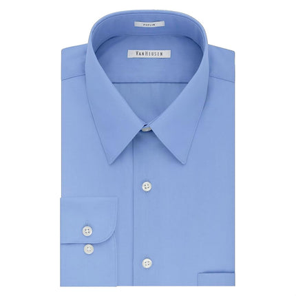 Van Heusen Men's Big Dress Shirt Tall Fit Poplin, Cameo Blue, 16.5" Neck 35"-36" Sleeve