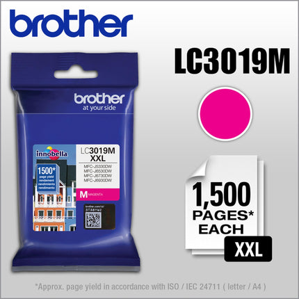 Cartouche d'encre magenta super haute capacité Brother LC3019M