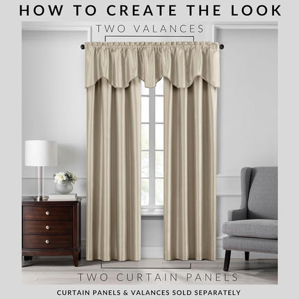 Elrene Home Fashions Colette Faux-Silk Blackout Window Curtain, 52 in x 95 in (1 Panel), Ivory