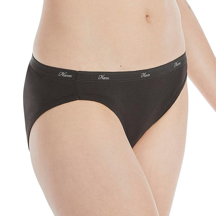 Hanes Women's Cut Panties Pack, High-Waisted Briefs, Moisture-Wicking Cotton Underwear, 10-Pack (Colors May Vary), Black, 8 (Pack of 10)