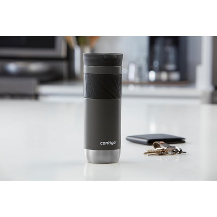 Contigo SnapSeal Insulated Stainless Steel Travel Mug with Grip, 20oz, Sake Grey