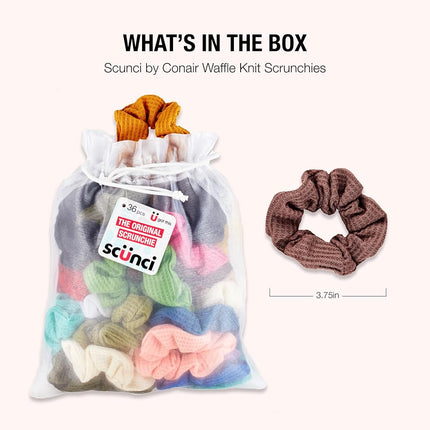 Conair Scunci by The Original Super Comfy Waffle Knit Scrunchie, Assorted Scrunchies 36 Count