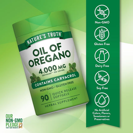 Oregano Oil Softgel Capsules | 1500mg | 90 Count | Contains Carvacrol | Non-GMO, Gluten Free| by Nature's Truth