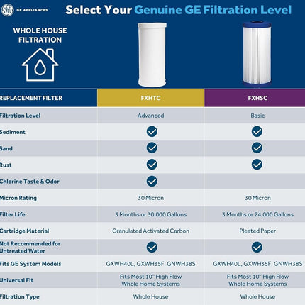 GE FXHTC Whole Home System Replacement Filter, 10.00 x 4.00 x 4.00 inches
