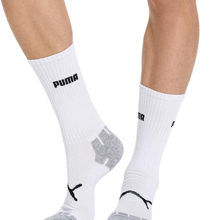 PUMA Men's 6 Pack Crew running socks, White, 10-13