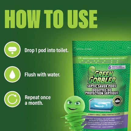 Green Gobber Septic Saver Tank Treatment 6 Pods