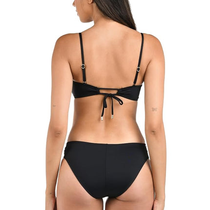 La Blanca Women's Island Goddess Side Shirred Hipster Bikini Swimsuit Bottom, Negro, 8