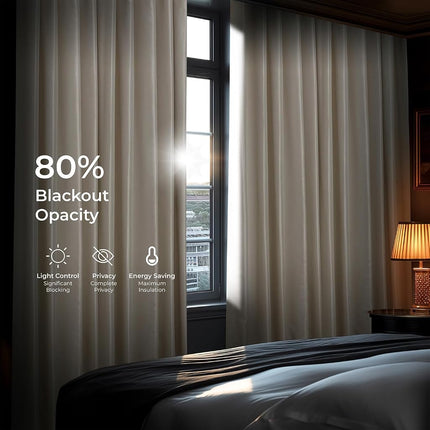 HPD Half Price Drapes Faux Silk Blackout Curtains 120 Inches Long for Bedroom & Living Room Vintage Textured Blackout Curtain (1 Panel), 50W x 120L, Off White