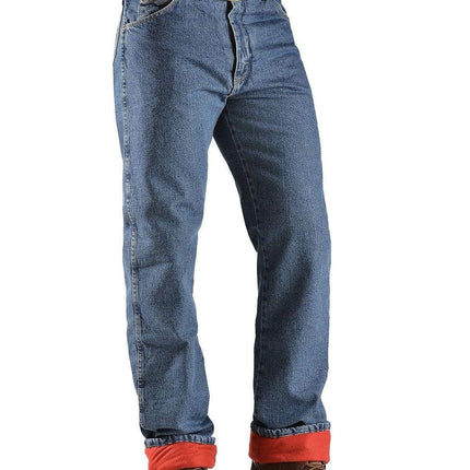 Wrangler Rugged Wear Men's Woodland Thermal Jean ,Stonewashed Denim,32x36