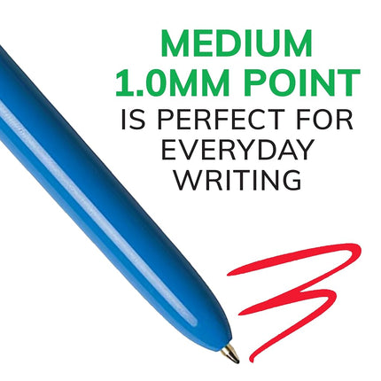 Bic 4-Color Ballpoint Retractable Pen, Assorted Ink, Medium, 3 per Pack, Sold as One Pack