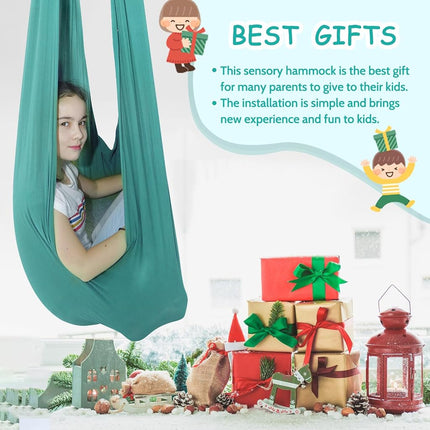 TOPARCHERY Indoor Sensory Swing for Special Needs, Cuddle Hammock Ideal for Sensory Integration Snuggle Swing Hammocks (Green)