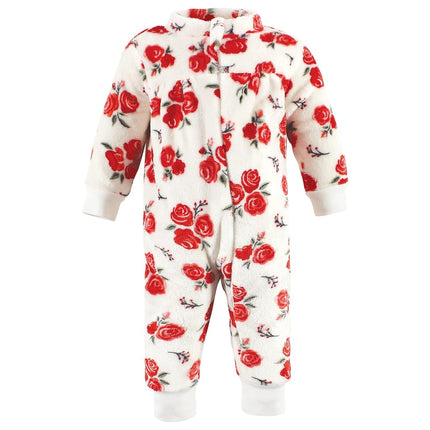 Mamelucos de felpa Hudson Baby para bebé-niñas, Leopardo Rosa Rojo, 6-9 meses