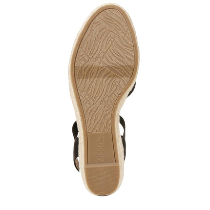 LifeStride Womens Kimmie Wedge Espadrilles Black 7.5 W