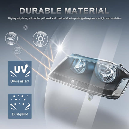 KUIPERAUTO Headlights Assembly Compatible for 2008-2014 Dodge Avenger Black Housing Clear Reflector Front Headlamp Driver and Passenger Side