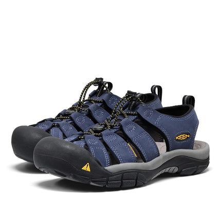 KEEN Men's Newport Closed Toe Comfortable Durable Leather Water Sandals, Naval Academy, 10