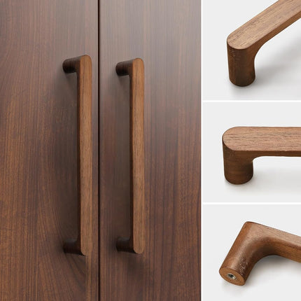 Evionlin Walnut Round 5 in 8 pcs Wooden Drawer Pulls Handle pulls for cabinets Kitchen Cabinet Drawer pulls Cabinet Door