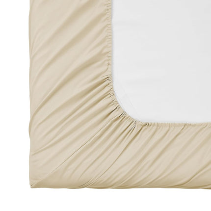 King Size Fitted Sheet Only with Full Elastic & Built in Corner Sheet Straps to Prevent Shifting - Soft & Breathable Brushed Microfiber Bottom Sheet, King, Beige/Cream