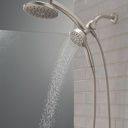Delta 6-Setting PivotPro 3-in-1 Combination Shower Head with ProClean Spray, Chrome Round Shower Head Rainfall with Handheld Spray, 1.75 GPM, Chrome 75649