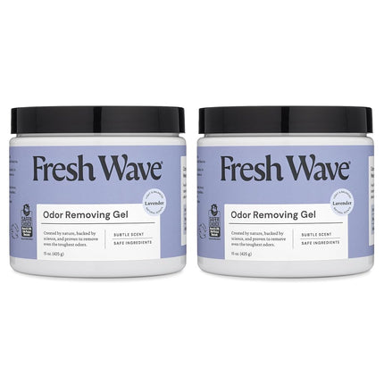 Fresh Wave Gel Eliminador de Olores Lavanda, 425 g | Paquete de 2 | Absorbedores de Olor Más Seguros para el Hogar | Eliminador de Olores Natural a Base de Plantas | Cada 425 g Dura 30-60 Días | para Cocinar, Basura y Mascotas