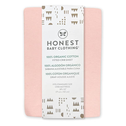 HonestBaby Fitted Crib Sheets Set Standard Mattress, 100% Organic Cotton Baby Boys, Girls, Neutral, 1 Pack - Pink Salt, One Size