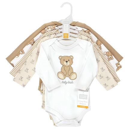 Lot de 5 grenouillères à manches longues en coton pour bébé unisexe Hudson Baby, motif oursons, 18-24 mois