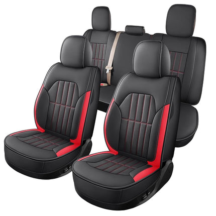 Truckiipa Car Seat Covers Full Set, Dodge Ram Seat Covers Full Coverage Leather Protector Pickup Truck Accessories, Custom Fit for 2002-2018 Ram 1500,2002-2023 Ram 2500 3500 Crew Mega Cab, Red