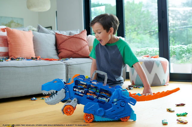 Hot Wheels City Ultimate T-Rex Transporter & 2 Die-Cast Toy Cars