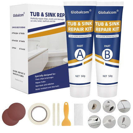 Tub Repair Kit White, Fiberglass Shower tub and Po