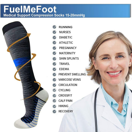 FuelMeFoot Paquete de 3 calcetines de compresión de cobre - Calcetines de compresión para mujeres y hombres para la circulación - Ideales para uso médico, correr, deportivos