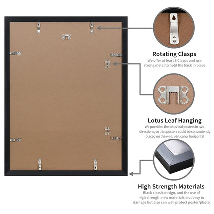 DOAI ART 11x15 Picture Frame 2 Pack, Black 11x15 Diploma/Certificate Frame