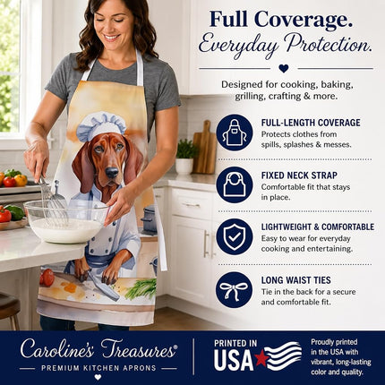 Caroline's Treasures Redbone Coonhound The Chef Apron Cooking Kitchen Server Baking Crafts Gardening for Adult Women Men, Unisex, Large, Multicolor