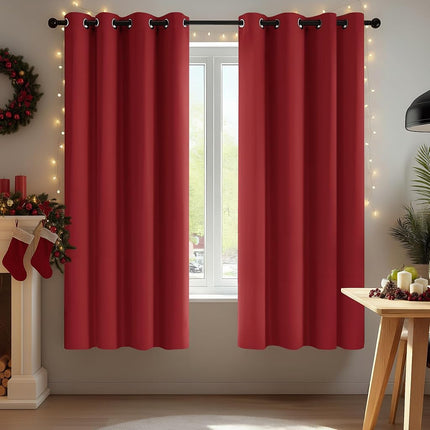 Deconovo Blackout Grommet Curtains � Thermal Insulated, Noise-Reducing, Sustainable & Easy-Care Drapes for Bedroom, Living Room & Office � Oeko-TEX Certified, Red, 52W x 45L Inch (Set of 2)