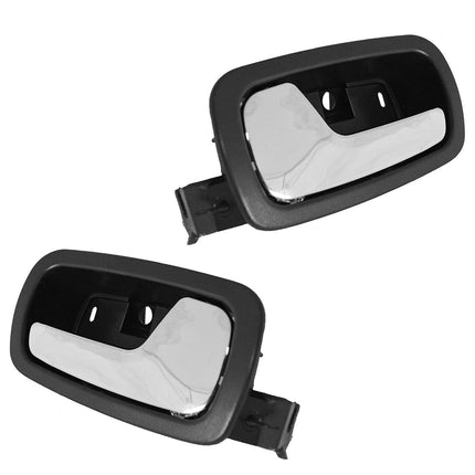 TRQ Door Handle Front Inner Inside Black & Chrome Pair Set for Chevy Cobalt