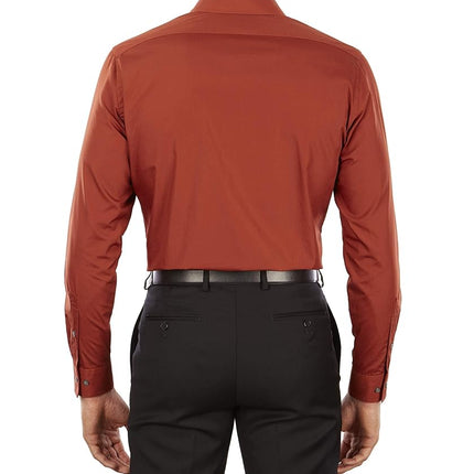 Van Heusen Men's Dress Shirt Fitted Poplin Solid, Persimmon, 15.5" Neck 36"-37" Sleeve
