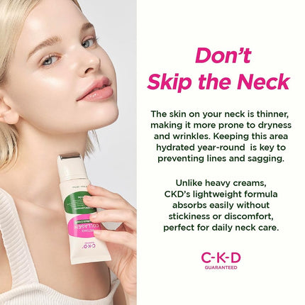 CKD Retino Collagen Gua Sha Neck Cream - Firming Cream for Neck and Jawline Tightening, Lifting, and Wrinkle Reduction with Stainless Steel Roller. Korean Skin Care,1.69 fl oz.