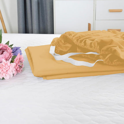 Elegant Comfort 1500 Premium Hotel Quality 18-21 Inches Deep - Extra Deep Pocket Single Fitted Sheet for High Mattress, Luxury and Softest, Smart Pocket - Wrinkle Free, King, Gold