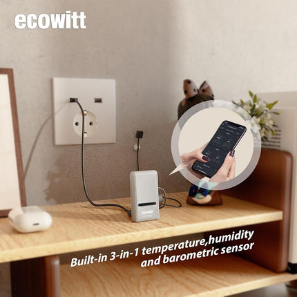 ECOWITT Wi-Fi Gateway Weather Station GW1200, with Built-in Temperature, Humidity, and Barometric Sensors, IoT Ready, Supports Ecowitt Sensors Developed, USB Power, 433 MHz