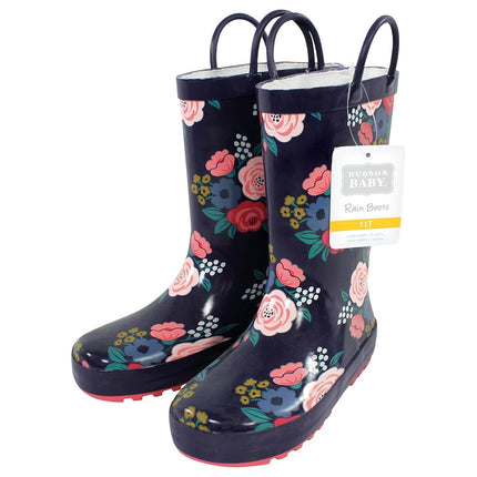 Bottes de pluie unisexe Hudson Baby pour enfant, motif floral audacieux marine, taille 10 bébé