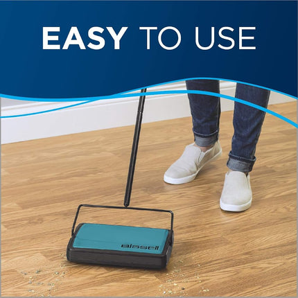 Bissell Easy Sweep Compact Carpet & Floor Sweeper, 2484A, Teal