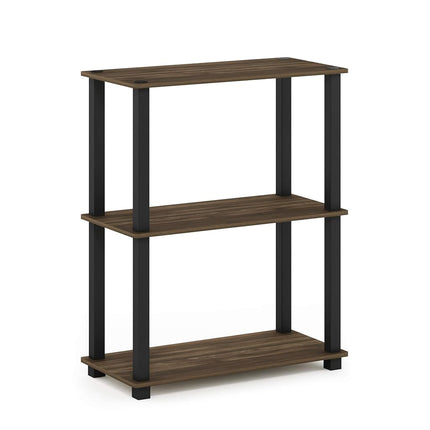 Furinno TURN-S-TUBE Storage Shelves, 3-Tier Book Shelf, Corner Shelf, Toolless Open Shelves, for Organization and Storage, Living Room, Garage, Home Office, Columbia Walnut