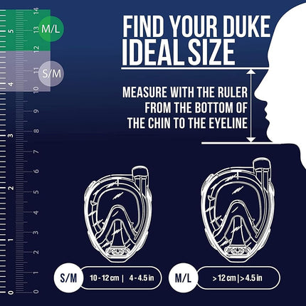 Cressi Duke Full Face Snorkel Dry Mask - Available in Standard Version or with Action Cam Holder, Adult Unisex,Clear/Blue,M/L