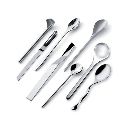 Officina Alessi Set of 8 Assorted Coffee Spoons, Silver