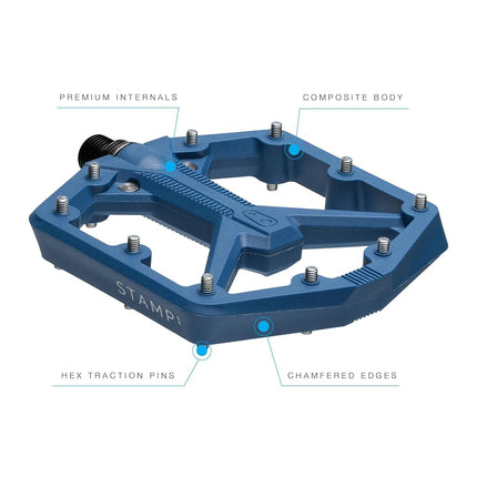 Crankbrothers Stamp 1 Version 2 MTB Pedal, Large Navy