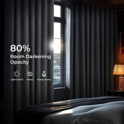 HPD Half Price Drapes Faux Linen Textured Room Darkening Curtains for Bedroom 96 Inches Long (1 Panel), 100W X 96L Extra Wide Curtains for Living Room Home Decor, Heather Grey