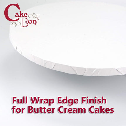 Cakebon Cake Boards - Sturdy 1/8 Thick Drums - 8 Inch Professional Fully Wrapped Edges Black 12-Pack