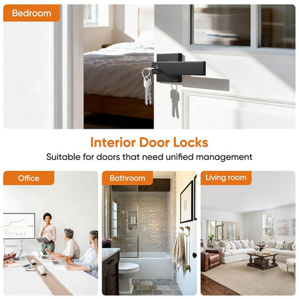 YYTDZSW Door Handles Interior, Keyed Entry Door Knobs, Black Door Handle with Reversible Lever, 6 Pack Heavy Duty Door Lock Sets (Keyed Alike), Door Levers for Bedroom & Bathroom, Matte Black