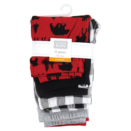 Hudson Baby Baby Girls' Cotton Pants and Leggings, Red Moose Bear, 0-3 Months