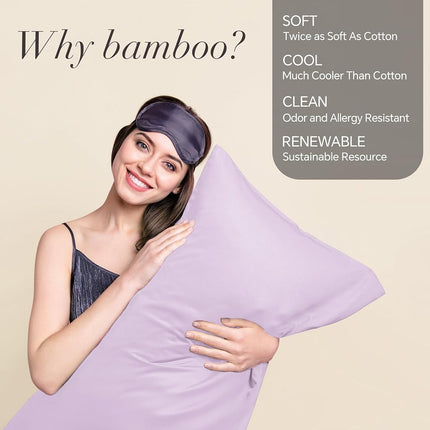 BEDELITE Pillow Cases Standard Size 2Pcs, Rayon from Bamboo, Light Purple
